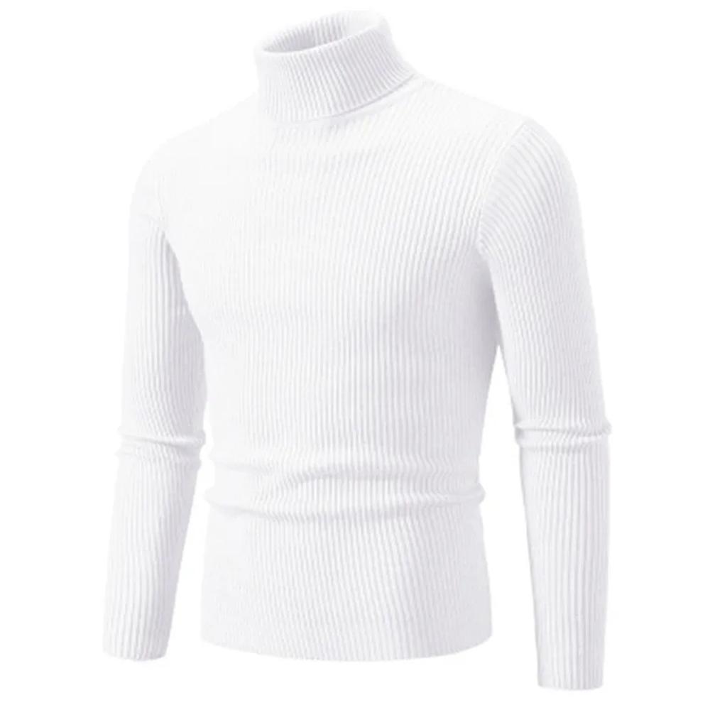 Herbst Winter Rollkragenpullover Männer Warme Gestrickte Einfarbig Pullover männer Slim Fit Casual Rollkragen Strickwaren Mann Pullover M weiß von Joom DACH