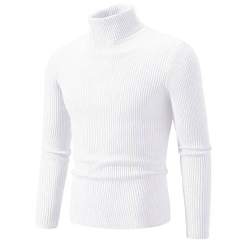 Herbst Winter Rollkragenpullover Männer Warme Gestrickte Einfarbig Pullover männer Slim Fit Casual Rollkragen Strickwaren Mann Pullover M weiß von Joom DACH