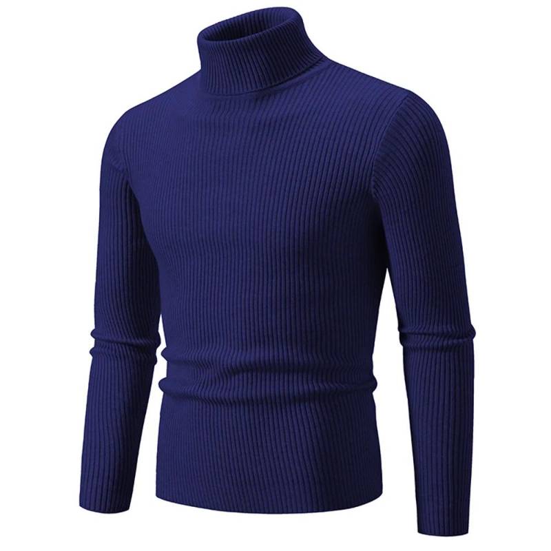 Herbst Winter Rollkragenpullover Männer Warme Gestrickte Einfarbig Pullover männer Slim Fit Casual Rollkragen Strickwaren Mann Pullover XL navy blau von Joom DACH