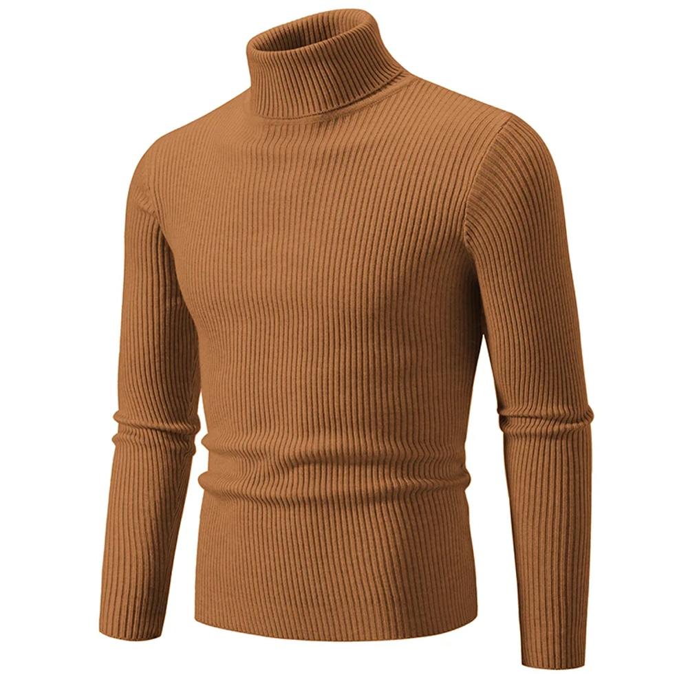 Herbst Winter Rollkragenpullover Männer Warme Gestrickte Einfarbig Pullover männer Slim Fit Casual Rollkragen Strickwaren Mann Pullover XL braun von Joom DACH