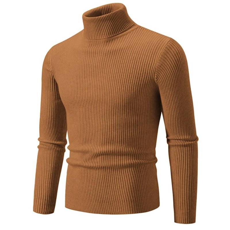 Herbst Winter Rollkragenpullover Männer Warme Gestrickte Einfarbig Pullover männer Slim Fit Casual Rollkragen Strickwaren Mann Pullover XL braun von Joom DACH