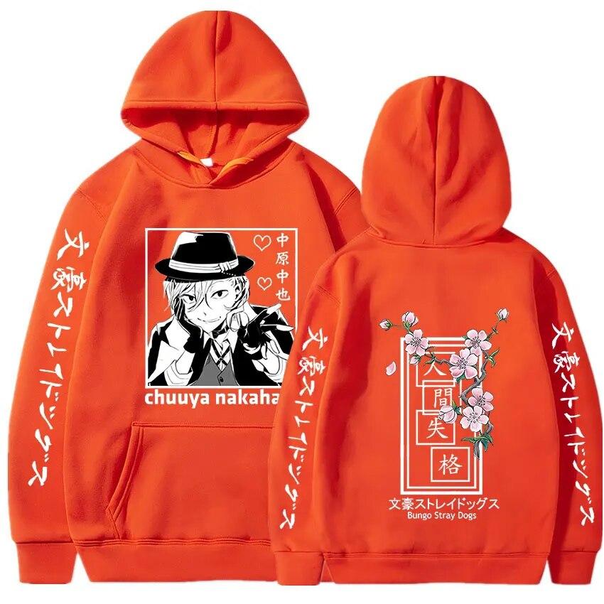 Herbst Winter Sweatshirt Männer Frauen Hoodies Fleece Pullover Anime Bungo Stray Dogs Chuuya Nakahara Tasche Hoodie Tops Fleece Hoodies M orange von Joom DACH
