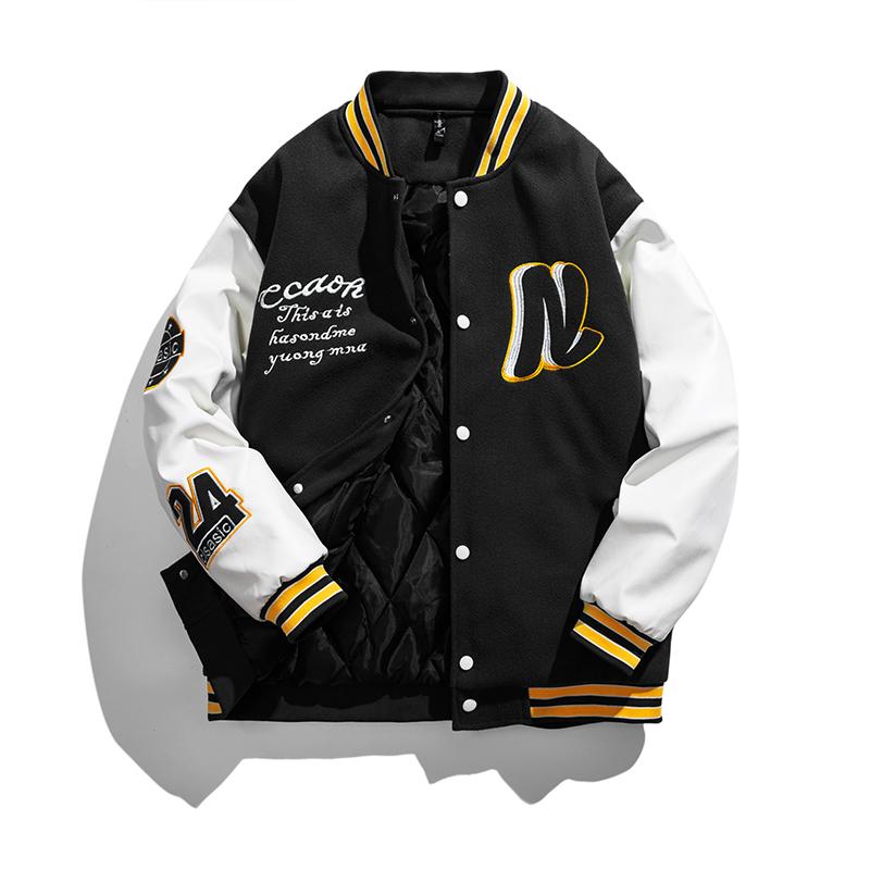 Herbst Winter Thermische Fleece Baseball Jacken Männer Casual Patchwork Mantel Verdicken Windjacke L schwarz von Joom DACH