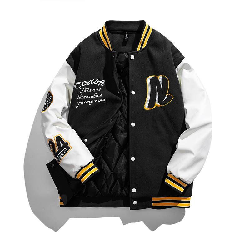 Herbst Winter Thermische Fleece Baseball Jacken Männer Casual Patchwork Mantel Verdicken Windjacke L schwarz von Joom DACH