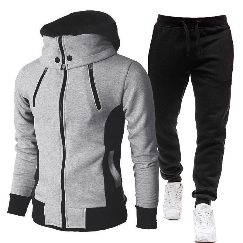 Herbst Winter Trainingsanzug Männer Anzüge Casual Hohe Callor Hoodie + Hose Sportswear Männlichen Warm Zipper Sweatshirts/jacke Zwei Stück set S von Joom DACH
