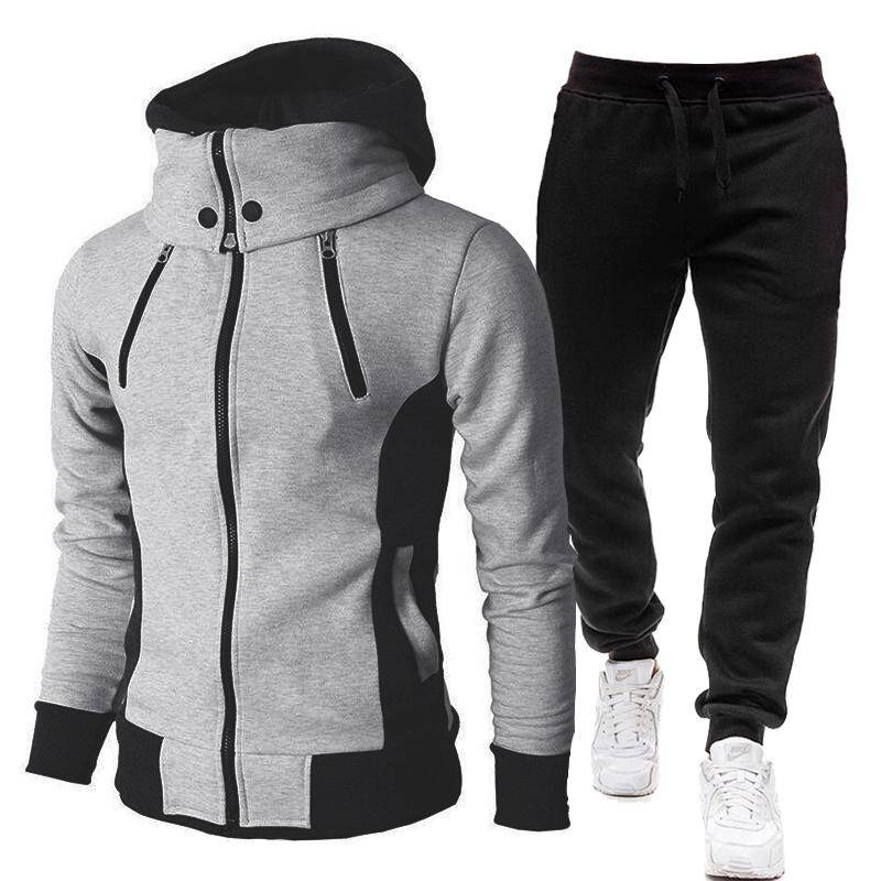 Herbst Winter Trainingsanzug Männer Anzüge Casual Hohe Callor Hoodie + Hose Sportswear Männlichen Warm Zipper Sweatshirts/jacke Zwei Stück set S von Joom DACH
