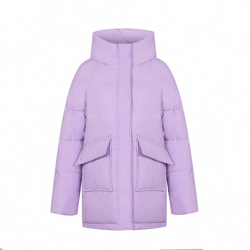 Herbst Winter Verdicken Warme Parka Frauen Casual Sweety Einfarbig Große Tasche Lose Kurze Kapuze Mantel Jacken Outwear L violett von Joom DACH