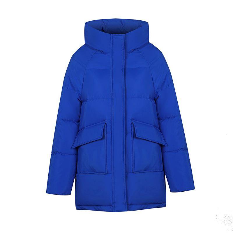 Herbst Winter Verdicken Warme Parka Frauen Casual Sweety Einfarbig Große Tasche Lose Kurze Kapuze Mantel Jacken Outwear L blau von Joom DACH