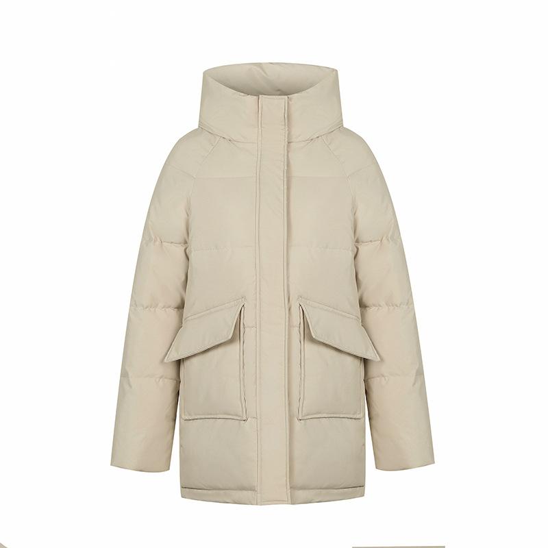 Herbst Winter Verdicken Warme Parka Frauen Casual Sweety Einfarbig Große Tasche Lose Kurze Kapuze Mantel Jacken Outwear XL khaki von Joom DACH
