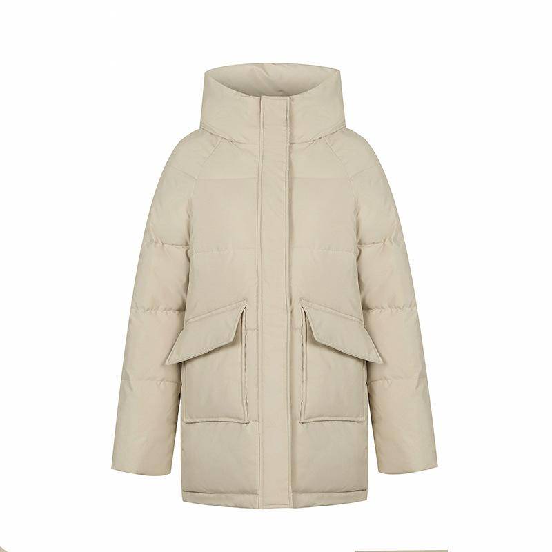 Herbst Winter Verdicken Warme Parka Frauen Casual Sweety Einfarbig Große Tasche Lose Kurze Kapuze Mantel Jacken Outwear XL khaki von Joom DACH