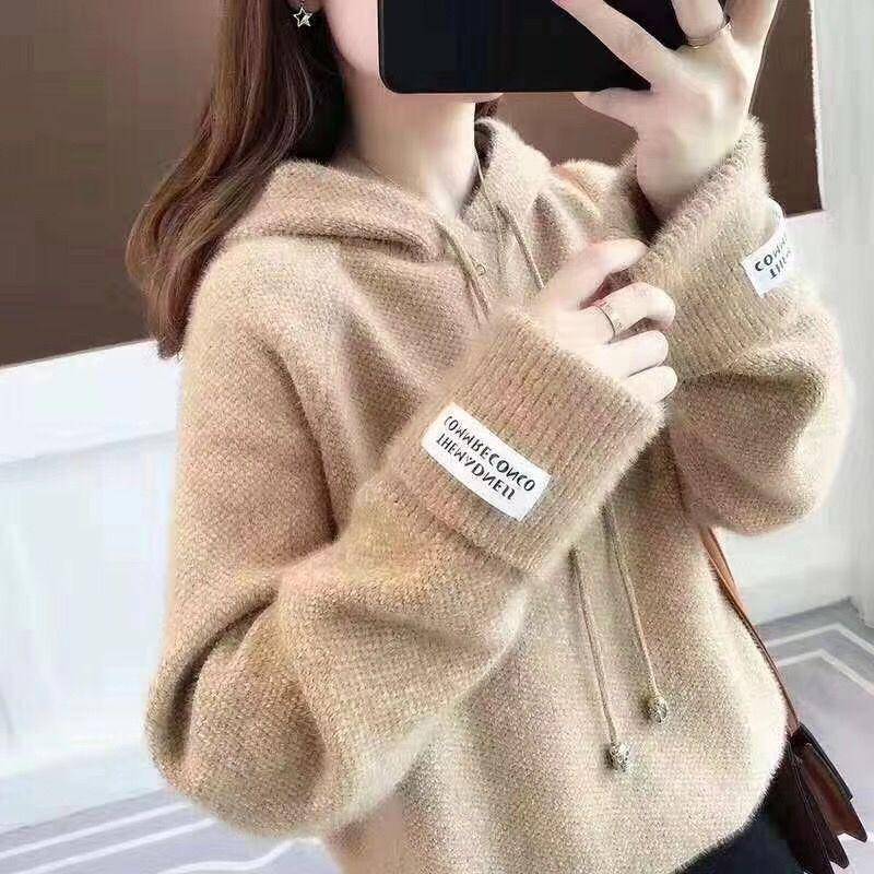Herbst Winter Verdickt Warme Imitation Nerz Fleece Pullover Frauen Mohair Pullover Lange ärmeln Strick Pullover Mantel Outwear L von Joom DACH