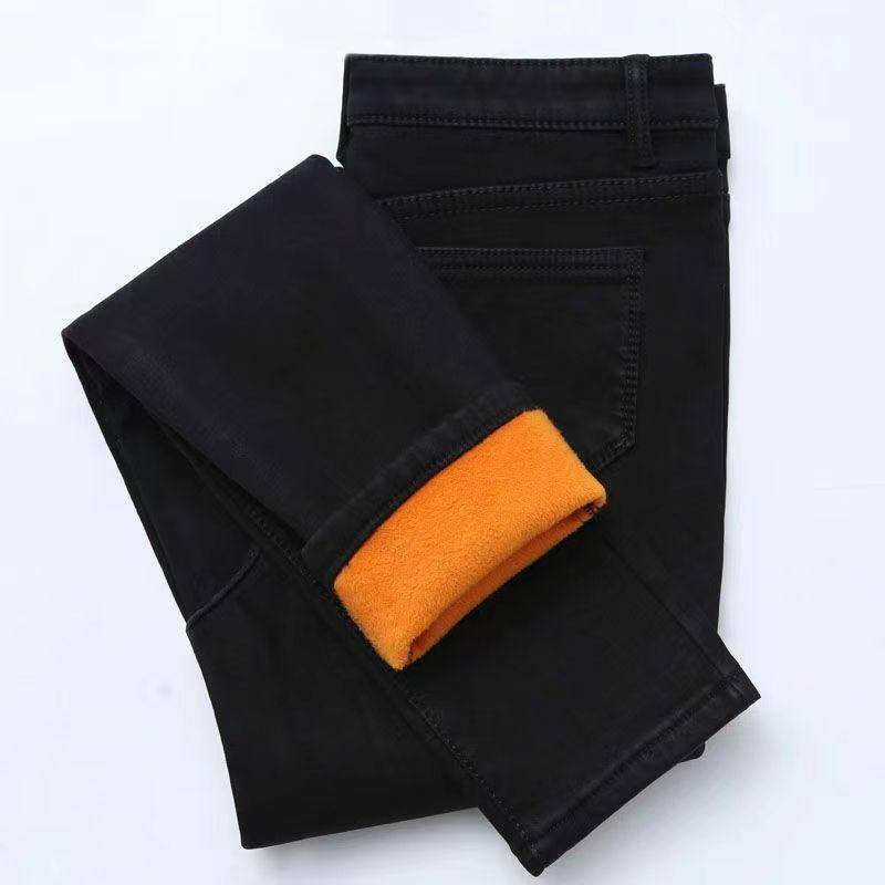 Herbst Winter Warme Fleece Jeans frauen Schlanke Hohe Taille Winter Hosen Allgleiches Bleistift Hose 32 schwarz von Joom DACH
