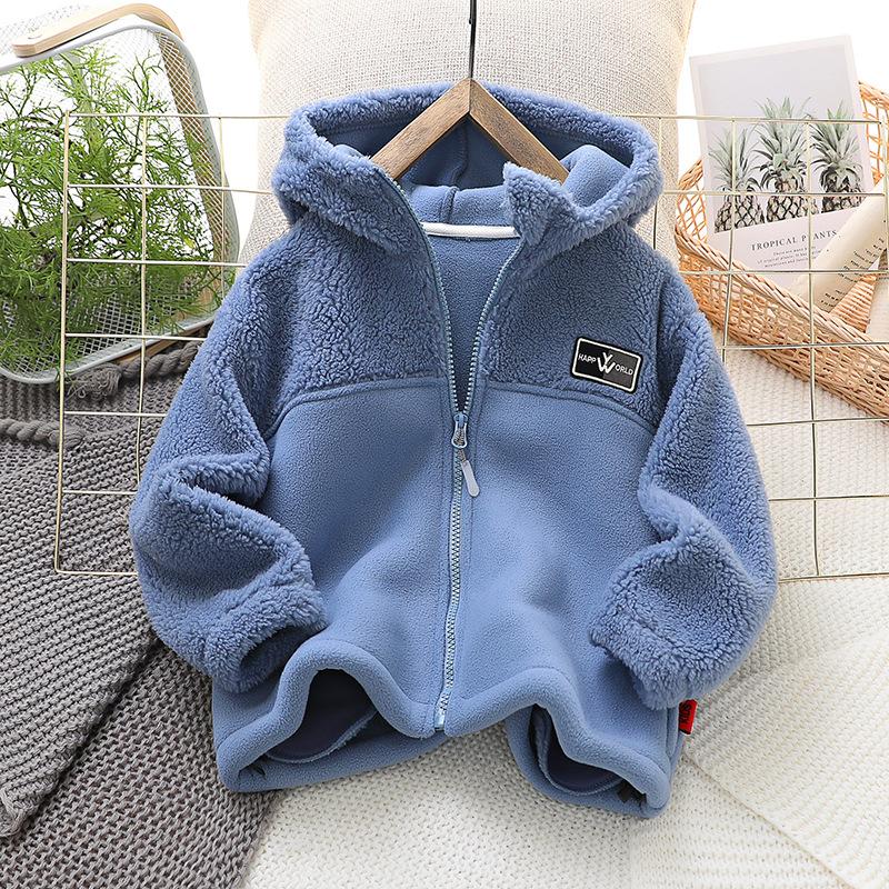 Herbst Winter Warme Fleece Oberbekleidung Jungen Kleidung Fleece Verdickt Junge Kleidung kinder Jacke Mantel 150 blau von Joom DACH