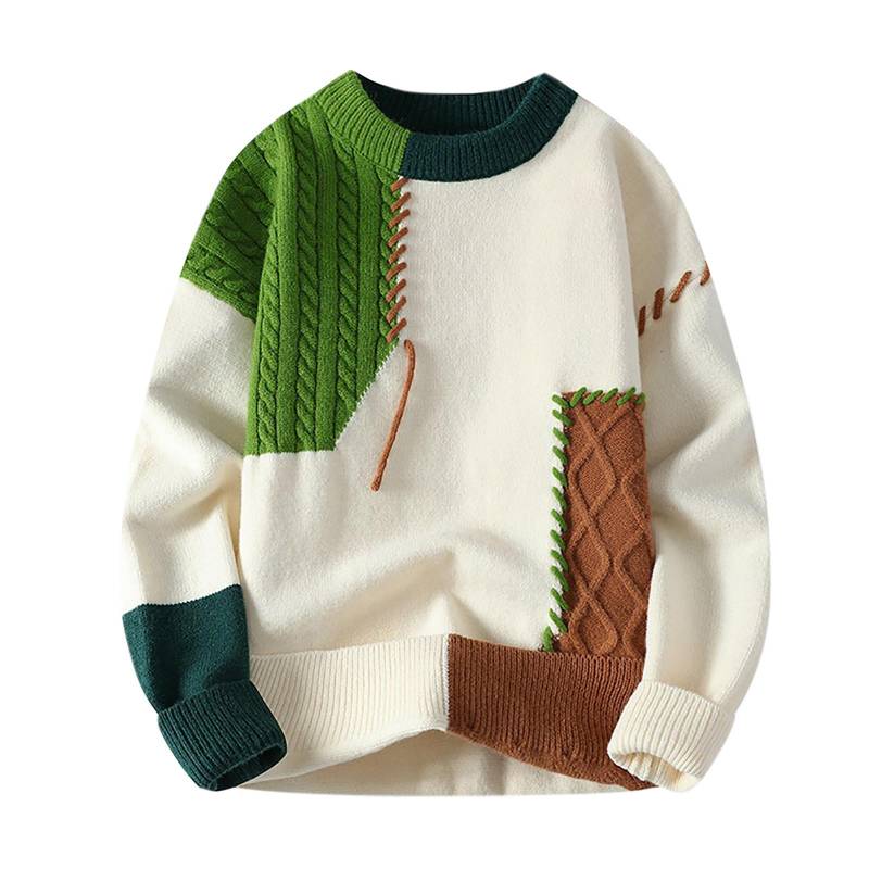 Herbst Winter Warme Herren Pullover Mode Patchwork Pullover Oansatz Gestrickte Casual L grün Herbst Winter Warme Herren Pullover Mode Patchwork Pullover Oansatz Gestrickte Casual L grün von Joom DACH