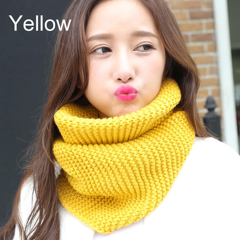 Herbst Winter Warme Mode Frauen Einfarbig Pullover Halstuch Gestrickte Schal gelb von Joom DACH