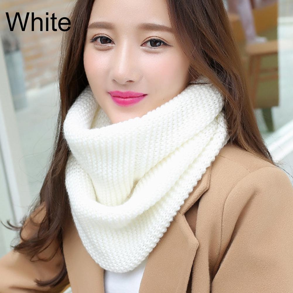 Herbst Winter Warme Mode Frauen Einfarbig Pullover Halstuch Gestrickte Schal weiß von Joom DACH