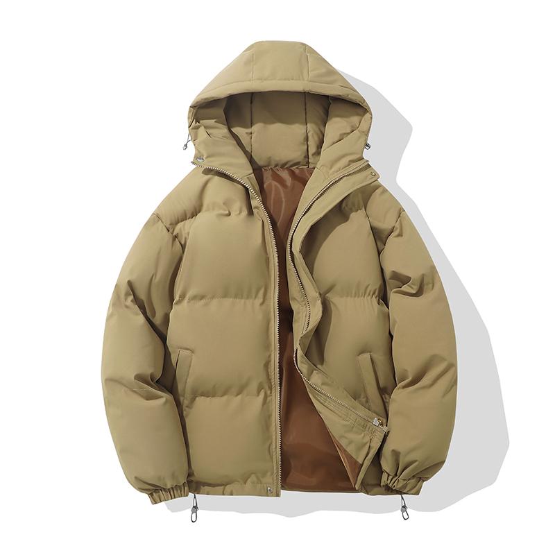 Herbst Winter Warme Pufferjacke Damen High Neck Hooded Zipper Design Baumwollgefütterter Mantel Warme Brotjacke für Paare S khaki von Joom DACH