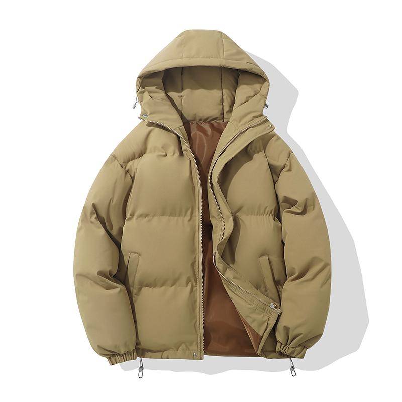 Herbst Winter Warme Pufferjacke Damen High Neck Hooded Zipper Design Baumwollgefütterter Mantel Warme Brotjacke für Paare S khaki von Joom DACH