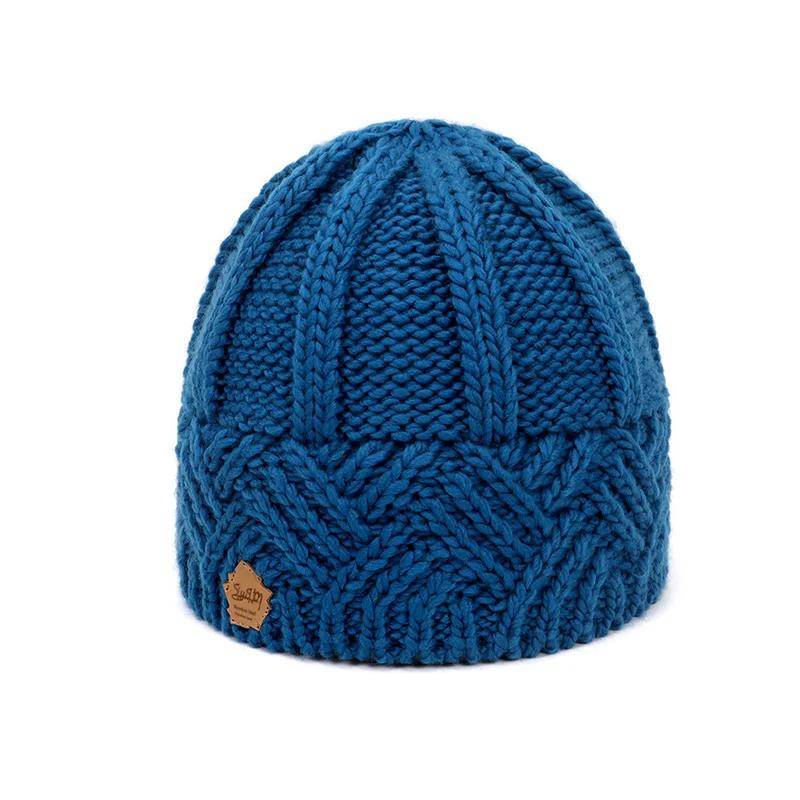 Herbst-Wintermütze Strickmützen Warme Strickmütze für Damen Femme Dicke dehnbare Mütze Kunstpelzmützen One Size dunkelblaue von Joom DACH