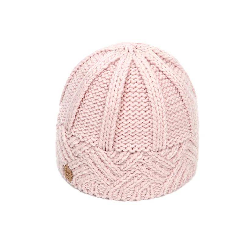 Herbst-Wintermütze Strickmützen Warme Strickmütze für Damen Femme Dicke dehnbare Mütze Kunstpelzmützen One Size hellrosa von Joom DACH