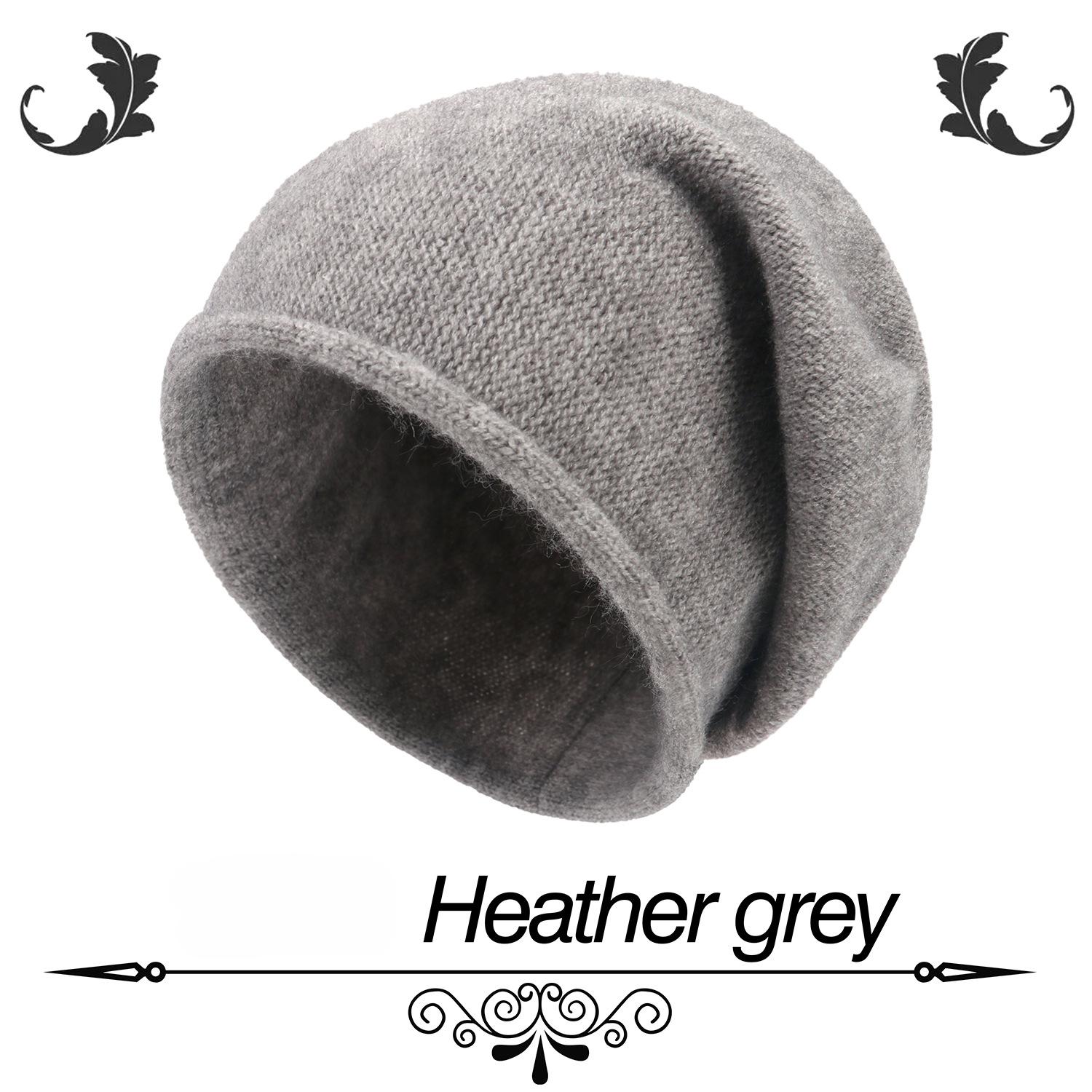 Herbst-Wintermützen für Damen, warm, großer Kopfumfang, kalte Mütze, gestrickte Wollpullovermützen dunkelgraue von Joom DACH