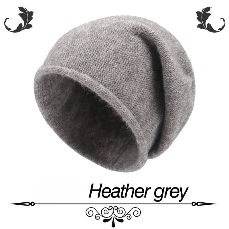 Herbst-Wintermützen für Damen, warm, großer Kopfumfang, kalte Mütze, gestrickte Wollpullovermützen dunkelgraue von Joom DACH