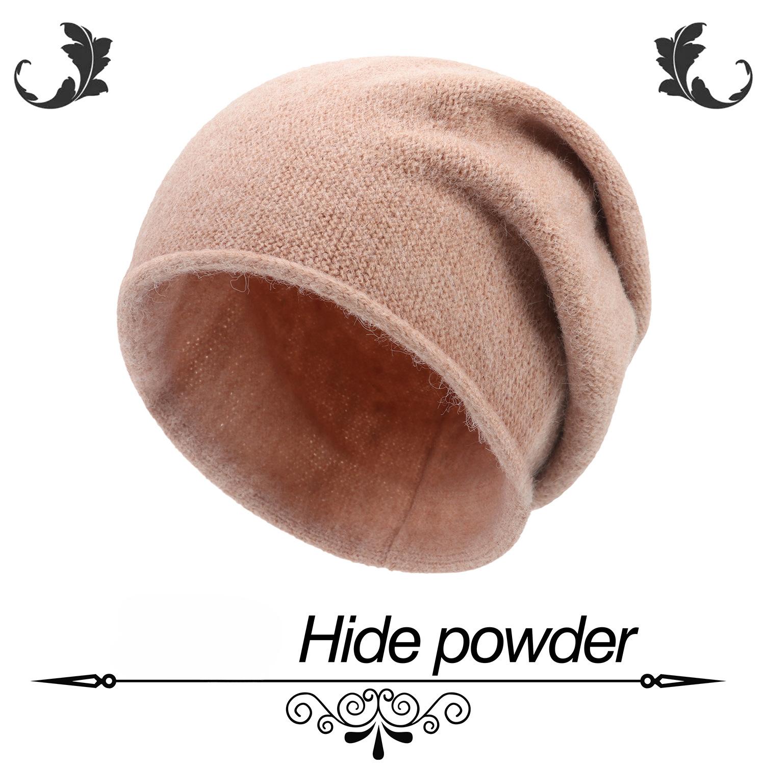 Herbst-Wintermützen für Damen, warm, großer Kopfumfang, kalte Mütze, gestrickte Wollpullovermützen rosa von Joom DACH