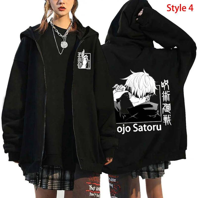 Herbst Zip Up Jacke Anime Satoru Gojo Druck Reißverschluss Hoodie Streetwear Männer Frauen Sweatshirts Harajuku Unisex Casual Kleidung XL von Joom DACH