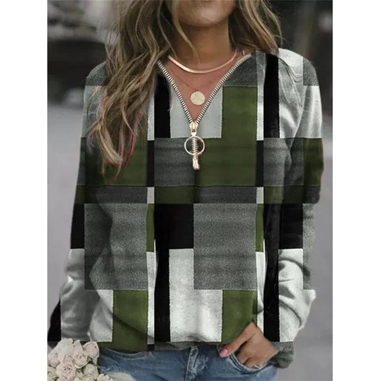 Herbst frauen Langarm Tops Plaid Sweatshirt Fleece XL armee grüne von Joom DACH