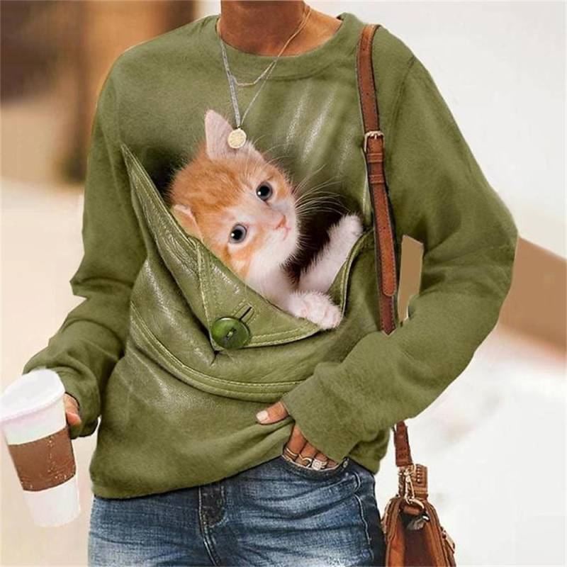 Herbst frauen T-shirt Kawaii Katze Pullover Langarm Sweatershirt Mode Streetwear Pullover Damen T Shirt Für Mädchen Kleidung 8xl Herbst frauen T-shirt Kawaii Katze Pullover Langarm Sweatershirt Mode Streetwear Pullover Damen T Shirt Für Mädchen Kleidung 8xl von Joom DACH