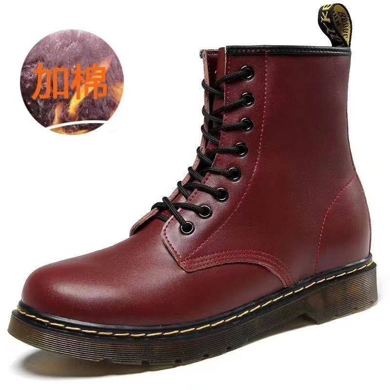 Herbst und Winter 2025 Leder Martin Stiefel Partnermodelle Herren- und Damen Samt warm dicke Sohlen erhöhen Höhe Britischer Trend vielseitig 39 von Joom DACH