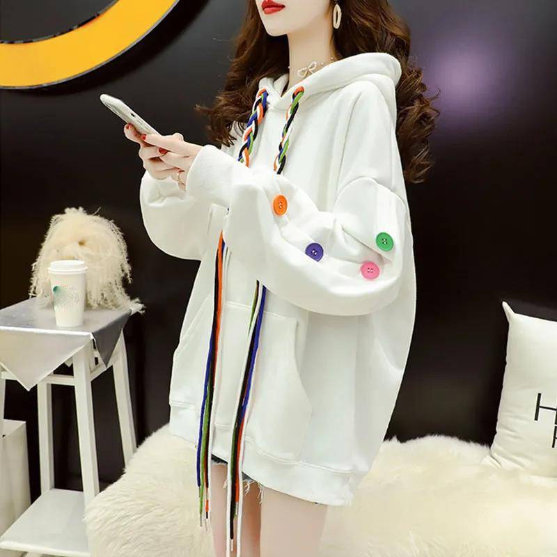 Herbst und Winter Alle-spiel Plus Samt Dicke Sweatshirt Frauen Koreanische Version Lose Plus Größe Hoodies Jacke Plüsch Hoodies M weiß von Joom DACH