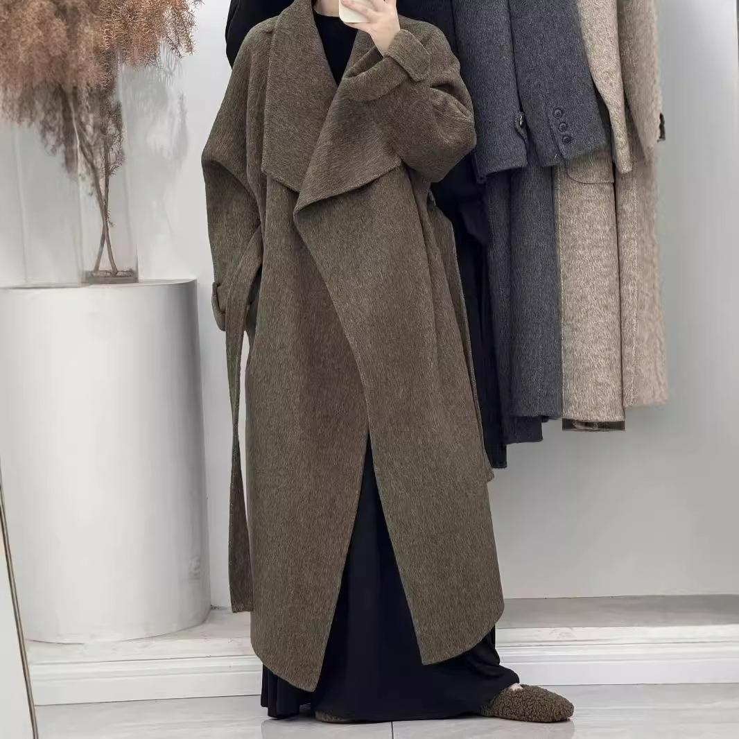 Herbst und Winter Atmosphärischer Bademantel Umhang Schal Lang Doppelseitiger Wolliger Retro Wollmantel Wollmantel für Damen M von Joom DACH