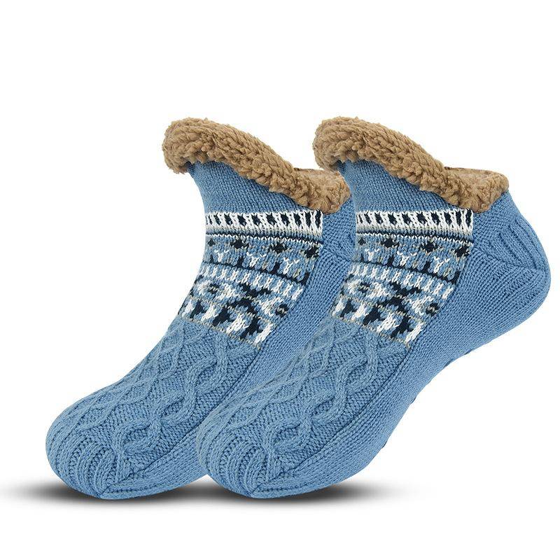 2 Paar Herbst- und Winter-Bodensocken Zuhause Warm Damen Herren Socken Schneesocken Schlaf-Teppichsocken Hausschuhe Socken Herren Rutschfeste Yoga-Socken 35-39（1 pair） blau von Joom DACH