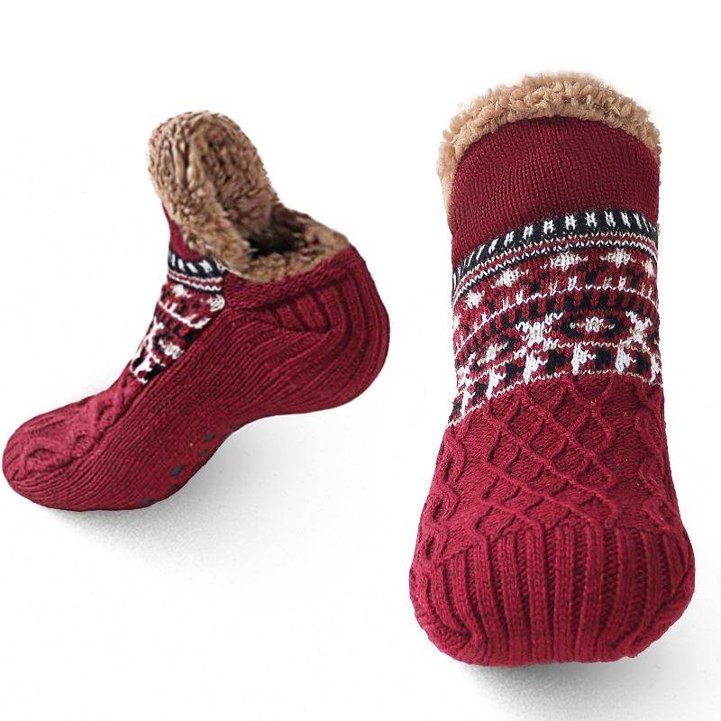 Herbst und Winter Bodensocken Home Warm Damen Herren Socken Schneesocken Schlafteppichsocken Hausschuhe Socken Herren Rutschfeste Yogasocken 35-39 rot von Joom DACH