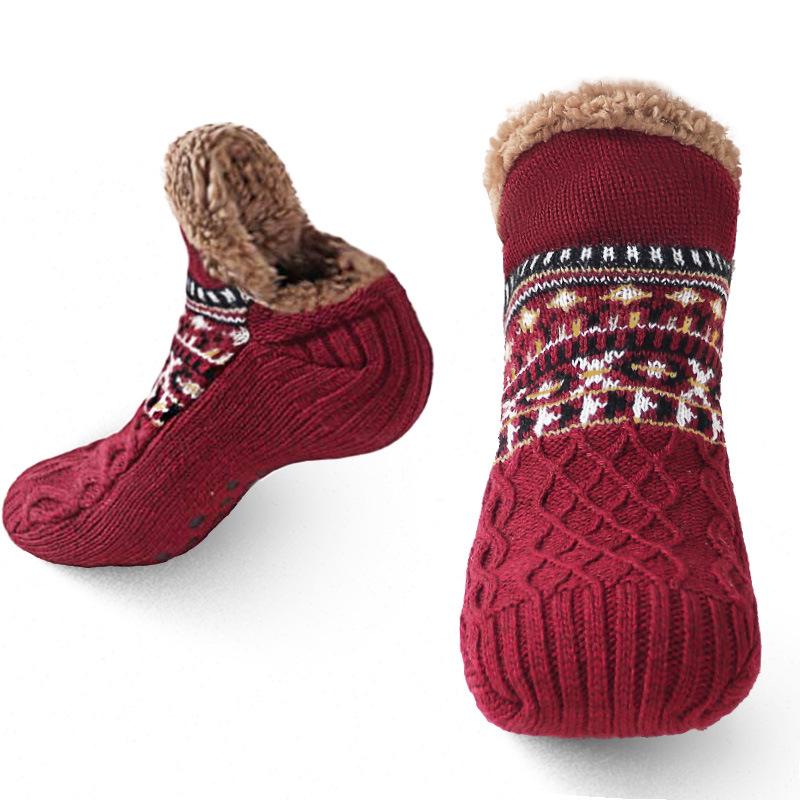 Herbst und Winter Bodensocken Home Warm Damen Herren Socken Schneesocken Schlafteppichsocken Hausschuhe Socken Herren Rutschfeste Yogasocken 35-39 rot von Joom DACH
