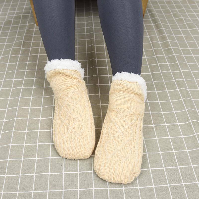 Herbst und Winter Bodensocken Home Warm Damen Herren Socken Schneesocken Schlafteppichsocken Hausschuhe Socken Herren Rutschfeste Yogasocken 40-43 beige von Joom DACH