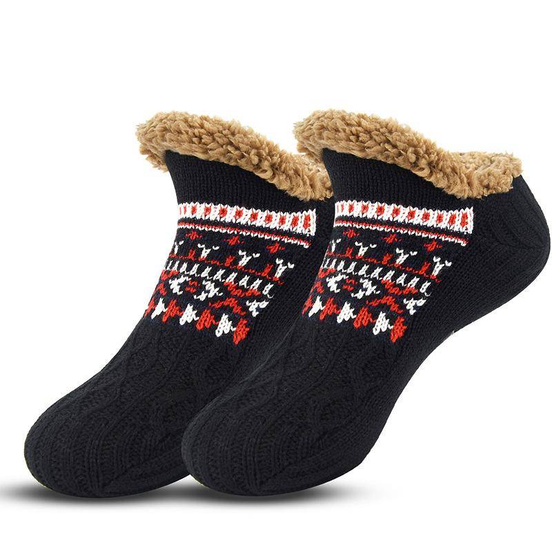 2 Paar Herbst- und Winter-Bodensocken Zuhause Warm Damen Herren Socken Schneesocken Schlaf-Teppichsocken Hausschuhe Socken Herren Rutschfeste Yoga-Socken 43-46（1 pair） schwarz von Joom DACH
