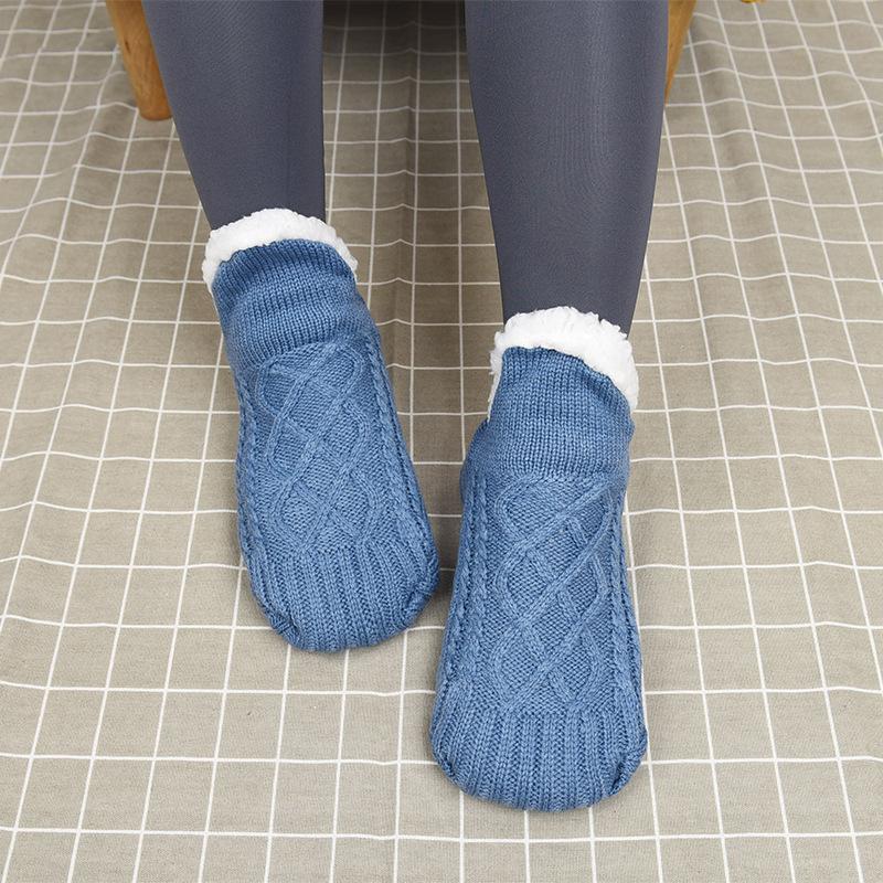 Herbst und Winter Bodensocken Home Warm Damen Herren Socken Schneesocken Schlafteppichsocken Hausschuhe Socken Herren Rutschfeste Yogasocken 43-46 blau von Joom DACH