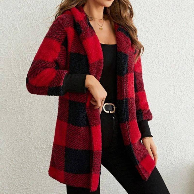 Herbst und Winter Damen Jacke Lose Plaid Wolle Strickjacke Mode Pullover M rot Herbst und Winter Damen Jacke Lose Plaid Wolle Strickjacke Mode Pullover M rot von Joom DACH