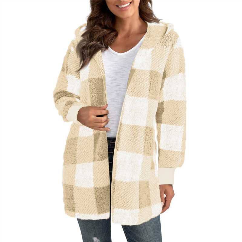 Herbst und Winter Damen Jacke Lose Plaid Wolle Strickjacke Mode Pullover XXL apricot Herbst und Winter Damen Jacke Lose Plaid Wolle Strickjacke Mode Pullover XXL apricot von Joom DACH