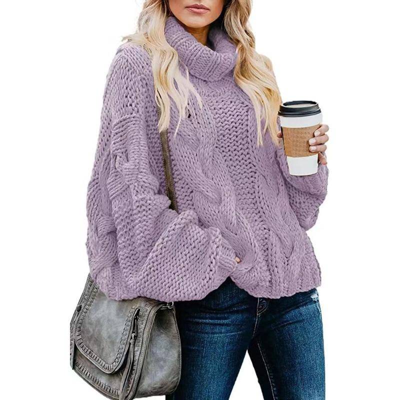 Herbst und Winter Damen Pullover Lazy Wind Solid Color Twist Loose High Neck Pullover L licht lila Herbst und Winter Damen Pullover Lazy Wind Solid Color Twist Loose High Neck Pullover L licht lila von Joom DACH