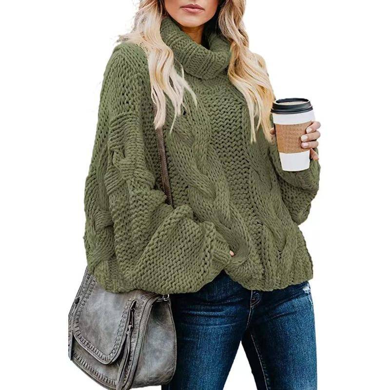 Herbst und Winter Damen Pullover Lazy Wind Solid Color Twist Loose High Neck Pullover L armee grüne Herbst und Winter Damen Pullover Lazy Wind Solid Color Twist Loose High Neck Pullover L armee grüne von Joom DACH