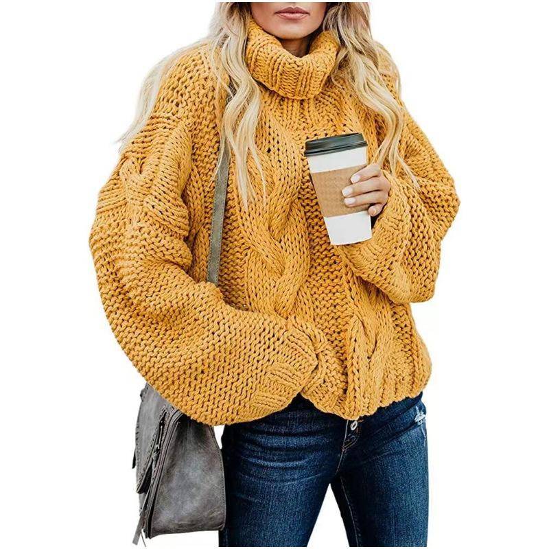 Herbst und Winter Damen Pullover Lazy Wind Solid Color Twist Loose High Neck Pullover M gelb Herbst und Winter Damen Pullover Lazy Wind Solid Color Twist Loose High Neck Pullover M gelb von Joom DACH