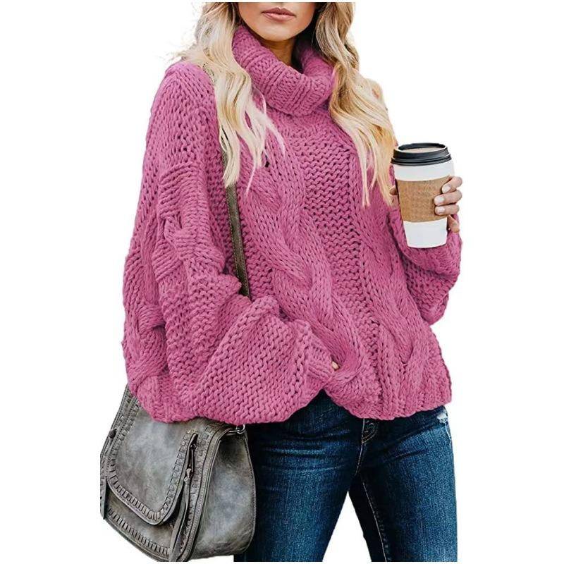 Herbst und Winter Damen Pullover Lazy Wind Solid Color Twist Loose High Neck Pullover S rose rot Herbst und Winter Damen Pullover Lazy Wind Solid Color Twist Loose High Neck Pullover S rose rot von Joom DACH