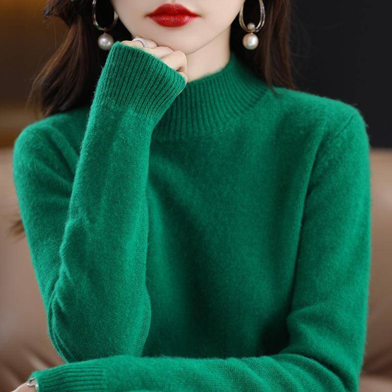 Herbst und Winter Damen Strickwaren halb Stehkragen unten Shirt Tops einfarbig Pullover reiner Wollpullover Pullover Pullover XXL smaragdgrün Herbst und Winter Damen Strickwaren halb Stehkragen unten Shirt Tops einfarbig Pullover reiner Wollpullover Pullover Pullover XXL smaragdgrün von Joom DACH