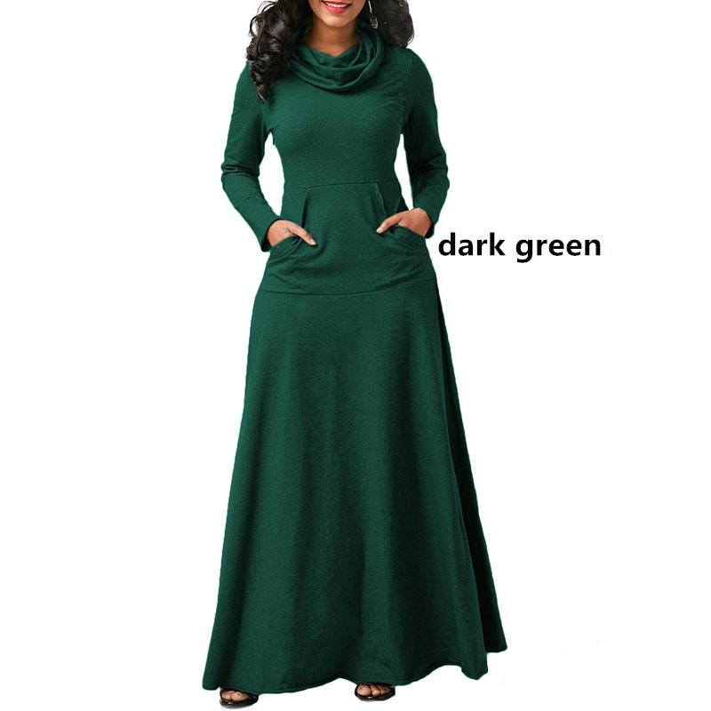 Herbst und Winter Damen Übergröße Kleid Lässiger langer Pullover aus Baumwolle Langes Kleid 4XL dunkelgrüne von Joom DACH