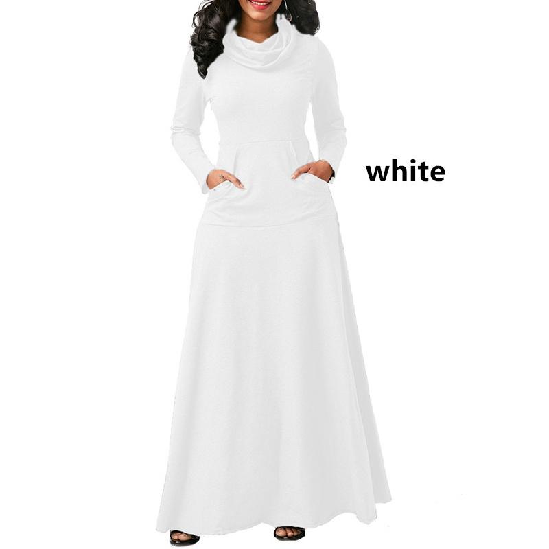 Herbst und Winter Damen Übergröße Kleid Lässiger langer Pullover aus Baumwolle Langes Kleid L weiß von Joom DACH