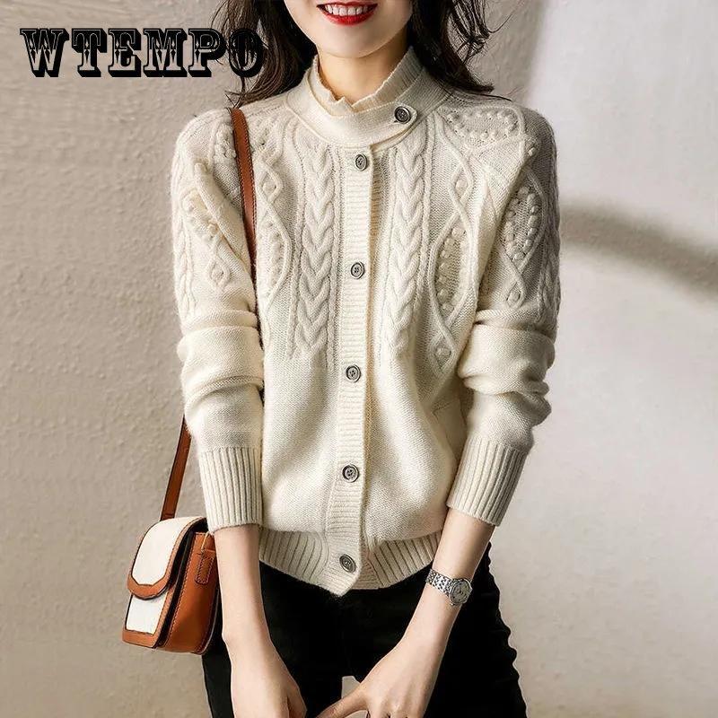 Herbst und Winter Damen Verdickte Strickjacke Kurz Retro Oberteile Twist Pullover Mantel S weiß von Joom DACH