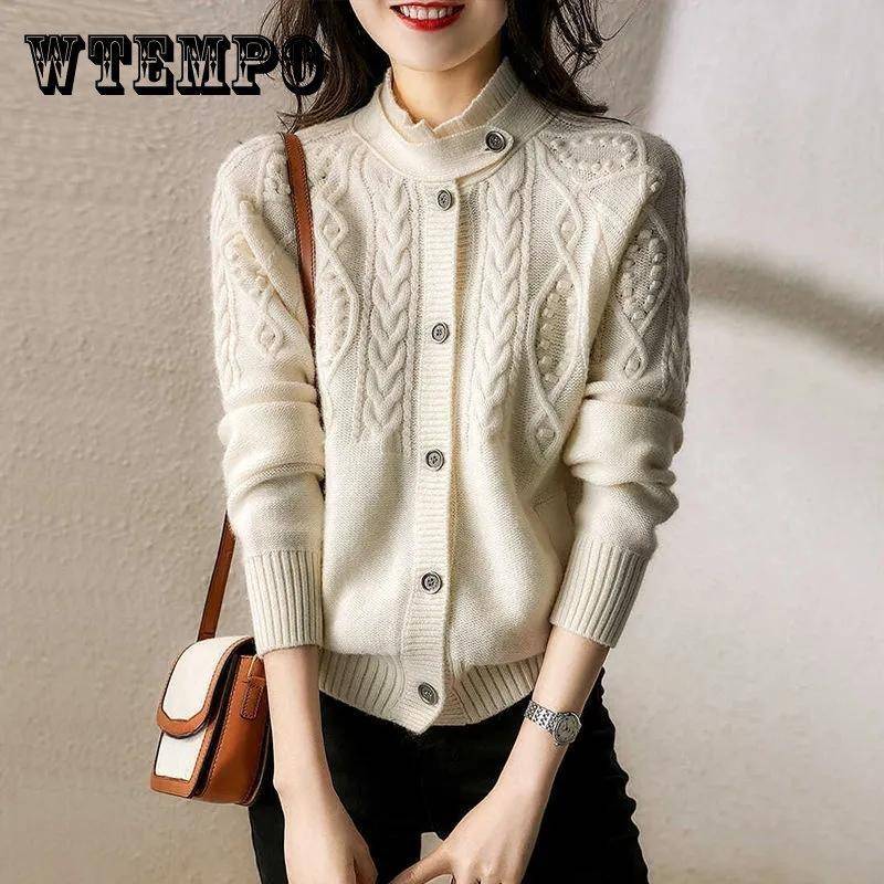 Herbst und Winter Damen Verdickte Strickjacke Kurz Retro Oberteile Twist Pullover Mantel S weiß von Joom DACH